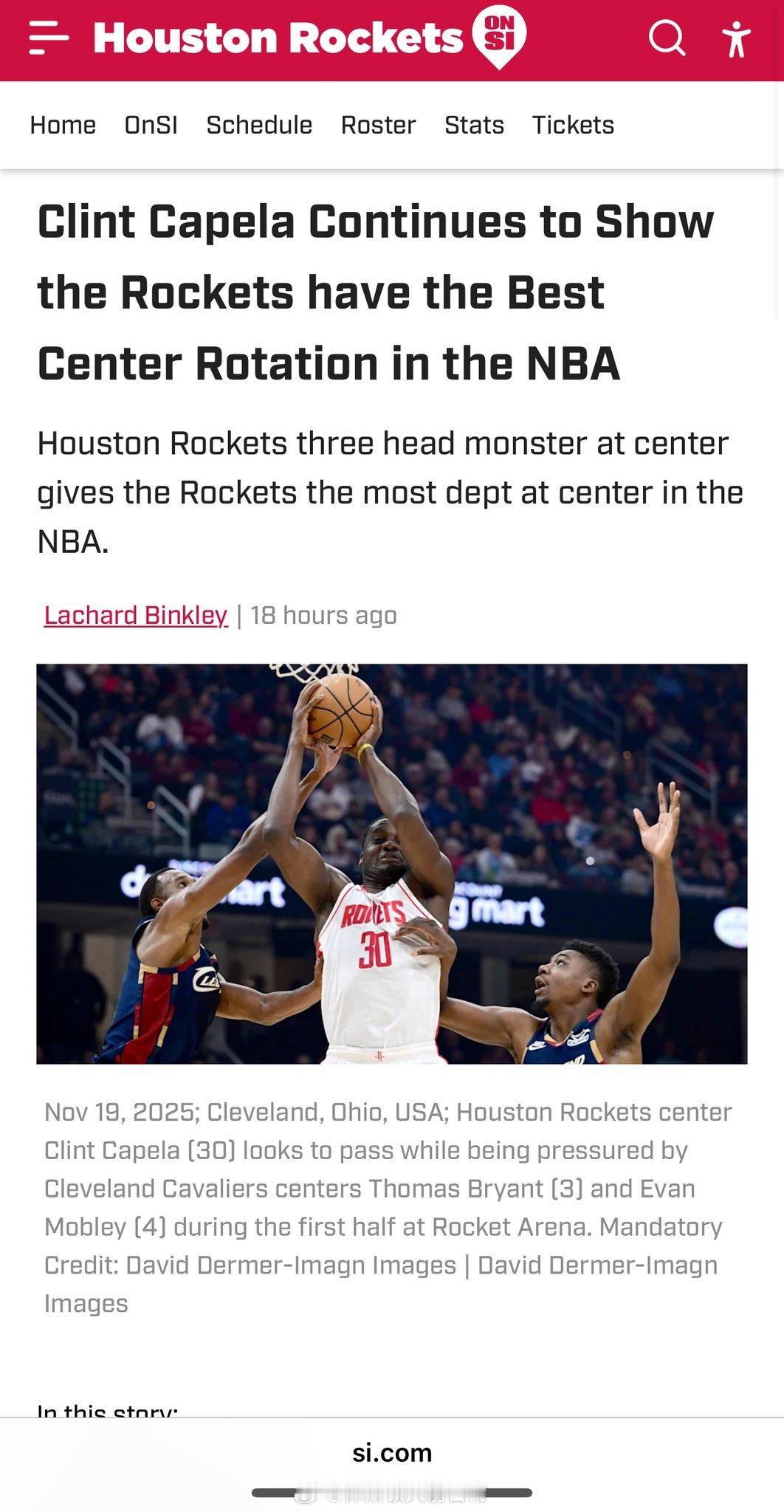 火箭记者LachardBinkley：火箭今夏签下克林特-卡佩拉时，曾有人质疑