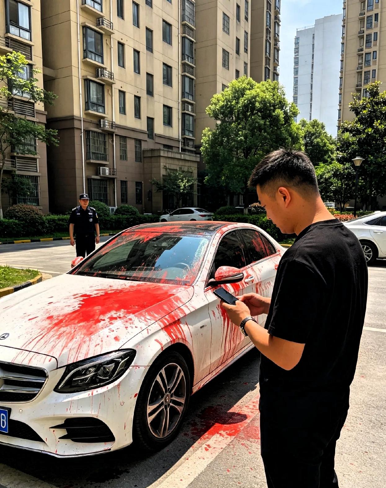 奔驰车主被人泼了满车红漆，他非但没洗车，反而天天给红漆拍照，一个月后警方告诉他：
