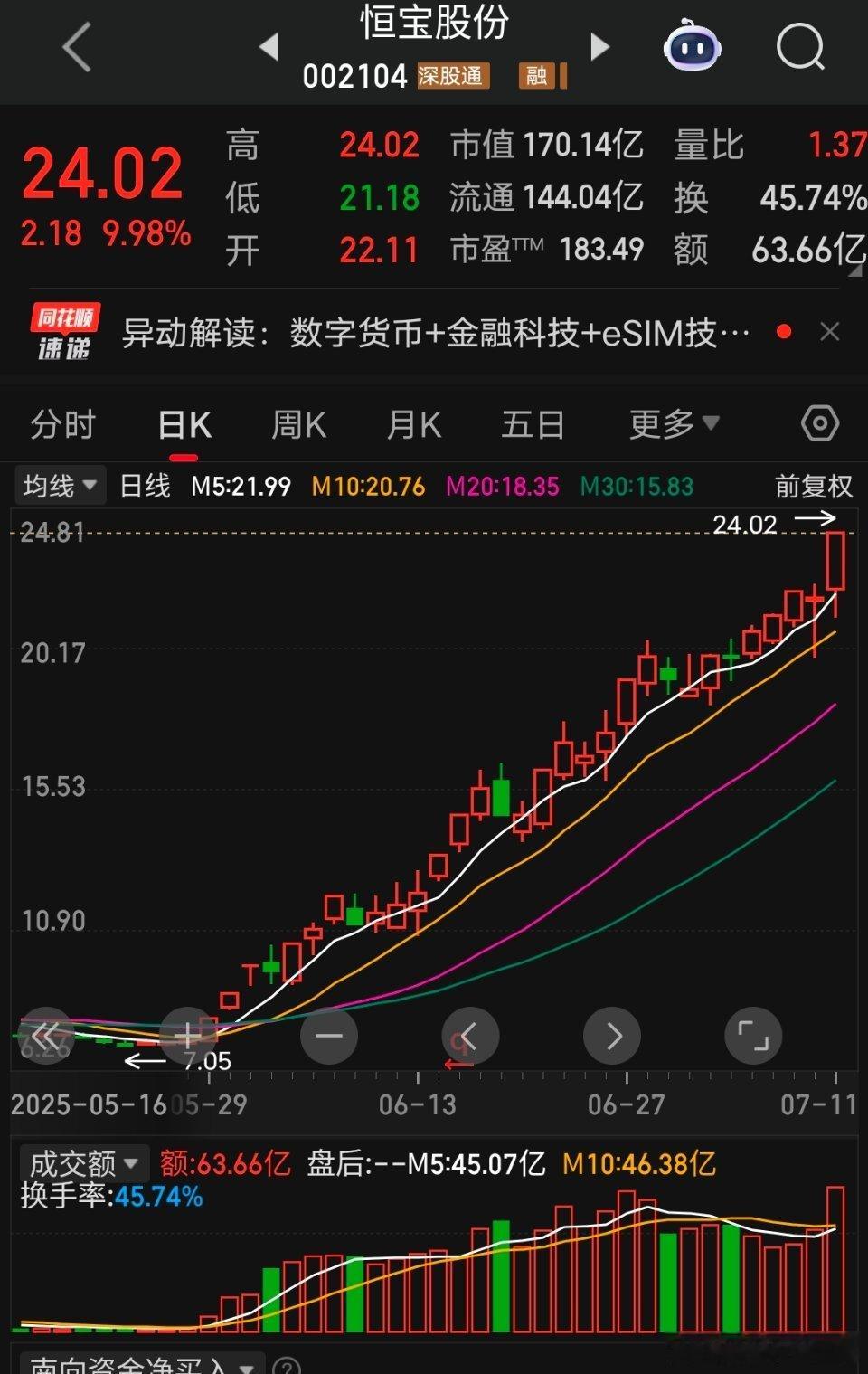 恒宝股份（002104）中标中国移动1.5亿元终端项目，其研发的数字货币安全模块