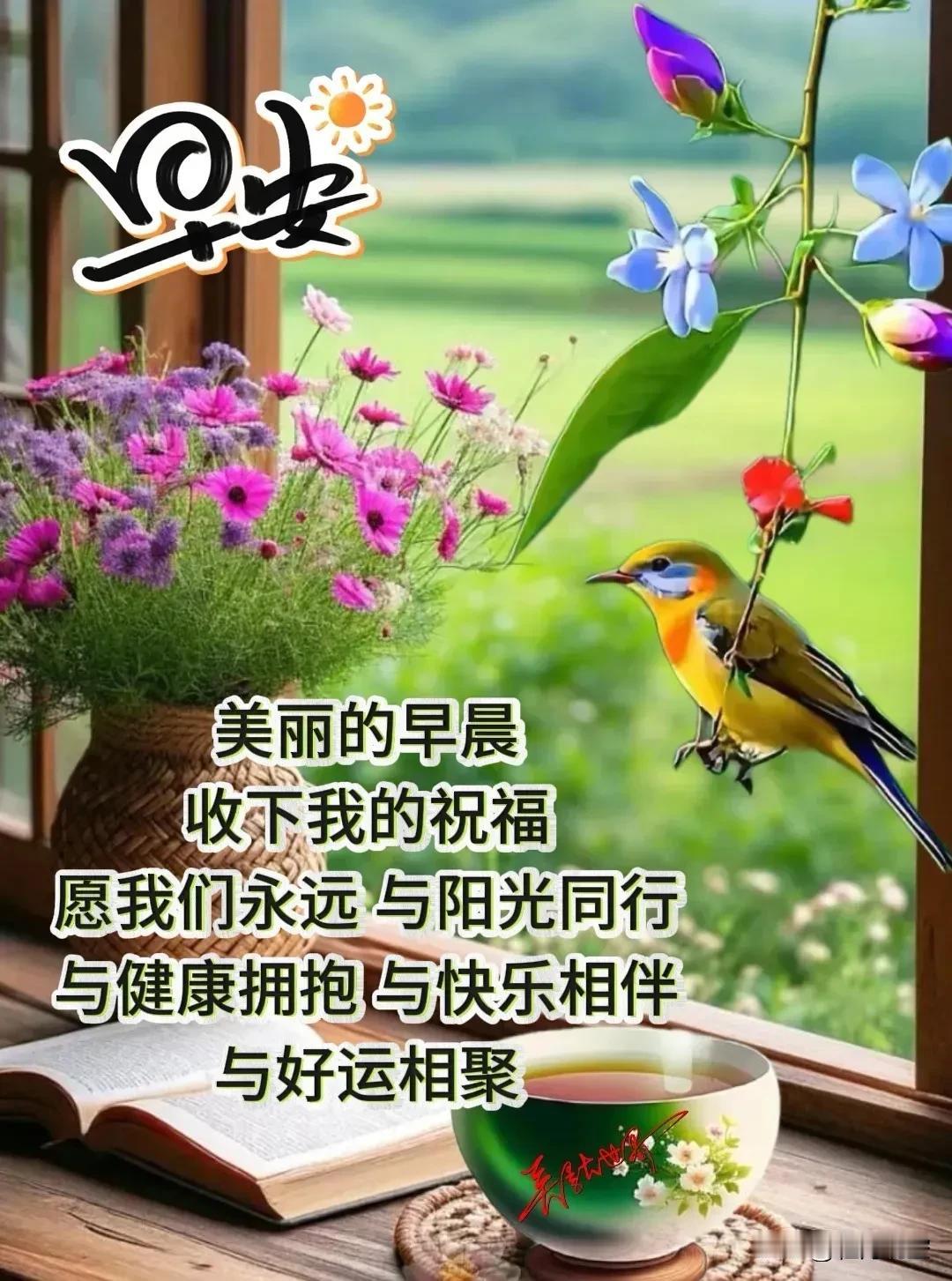 早安吉祥新周愉快愿我们永远与阳光同行与健康拥抱与快乐相伴与好运相聚