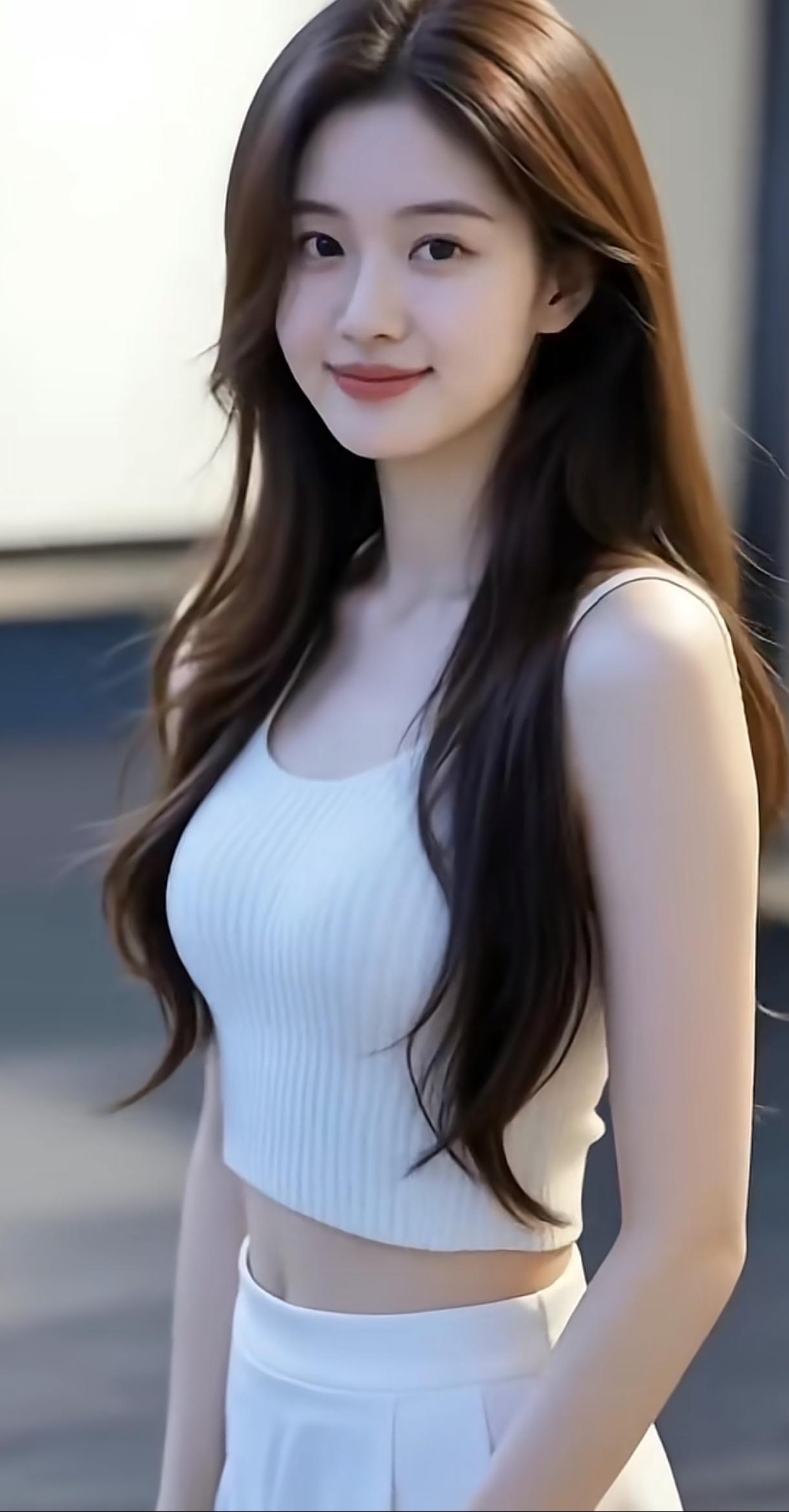 元气少女穿搭指南，简约白色上衣搭配高腰裤，清新自然，元气满满！🌞👗👖心动美