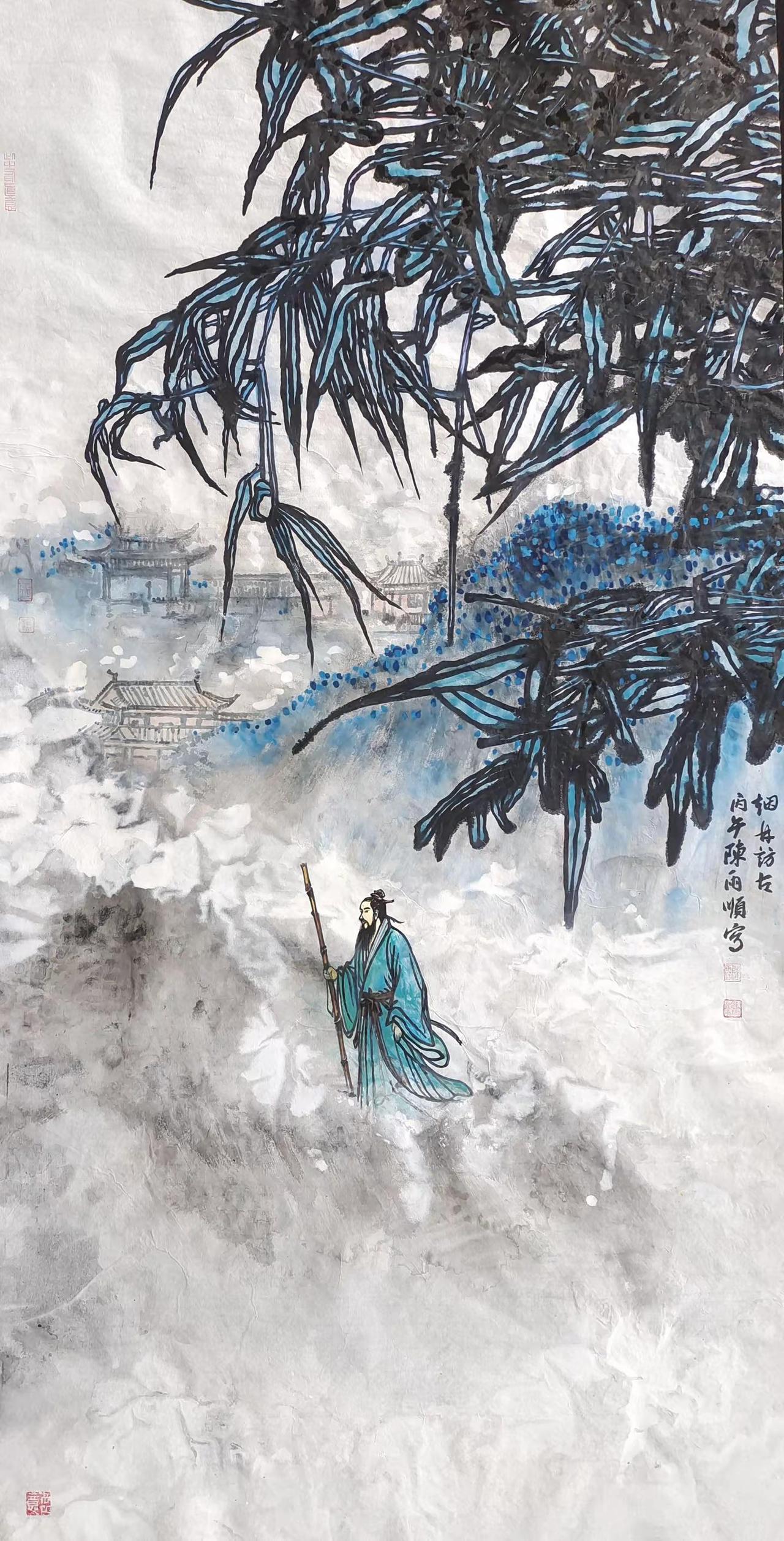 山水画理论与技法｜烟林访古｜陈雨顺。山水画理论与技法｜烟林访古｜陈雨顺烟林访古山