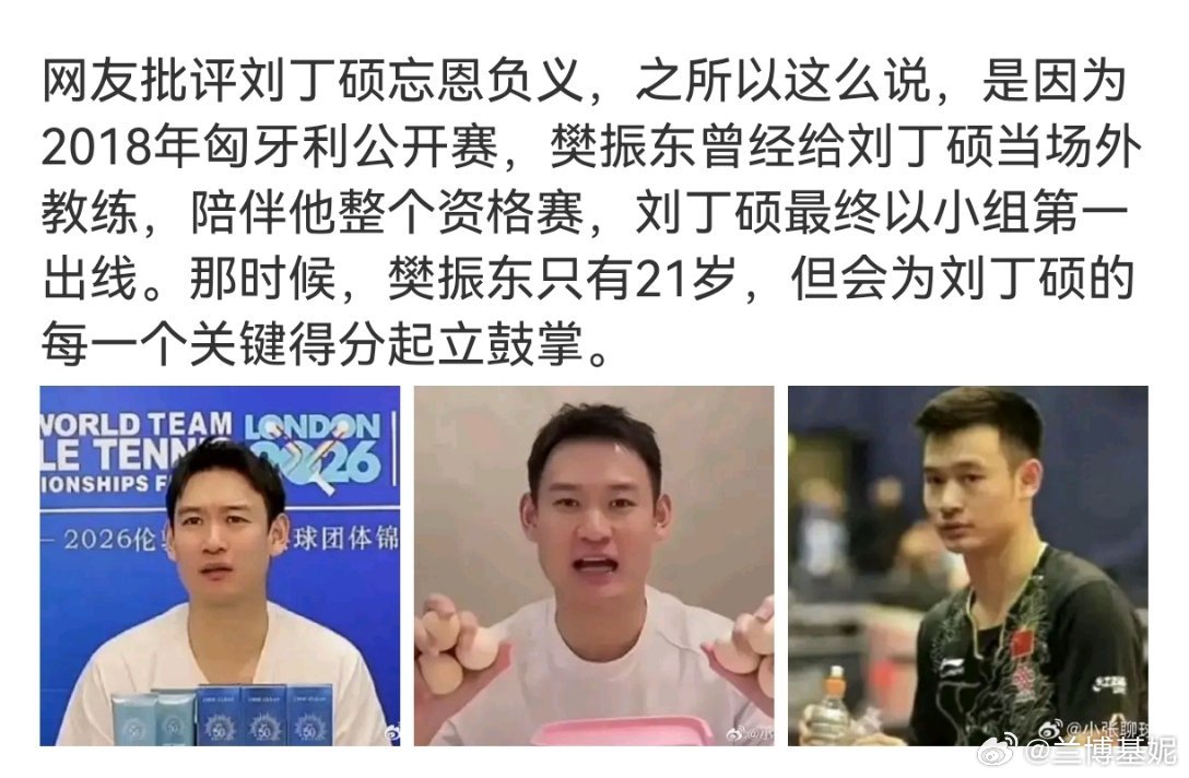 刘丁硕：樊振东没有正眼看过我？？心理扭曲的白眼狼