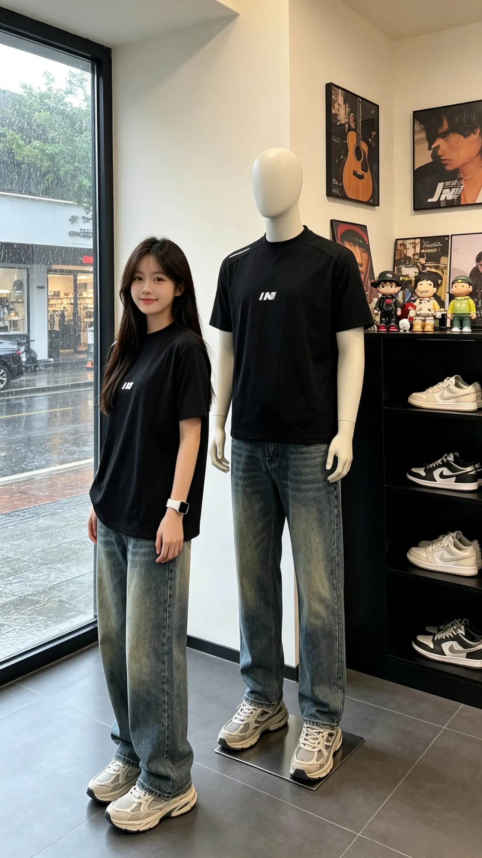 夏季男生穿这件！设计感直接拉满！ 美式潮牌风的条纹印花拼接T恤，宽松版...