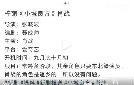 肖战新剧《小城良方》确定十月开机，又是一次全新尝试。医疗剧的专业性强，他会怎么去