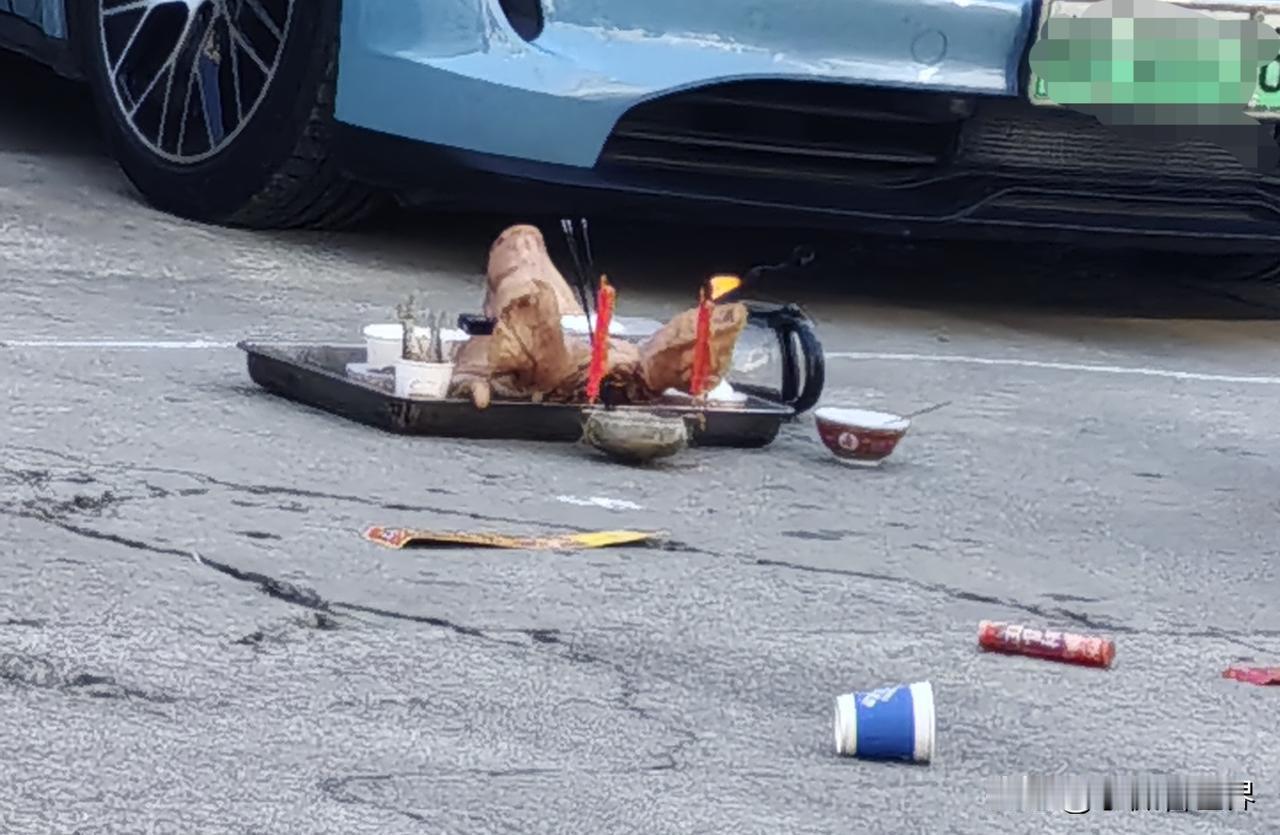 长这么大，还第一次看到，出殡后的下午，还要举行这样的仪式。是一个猪头，还有香