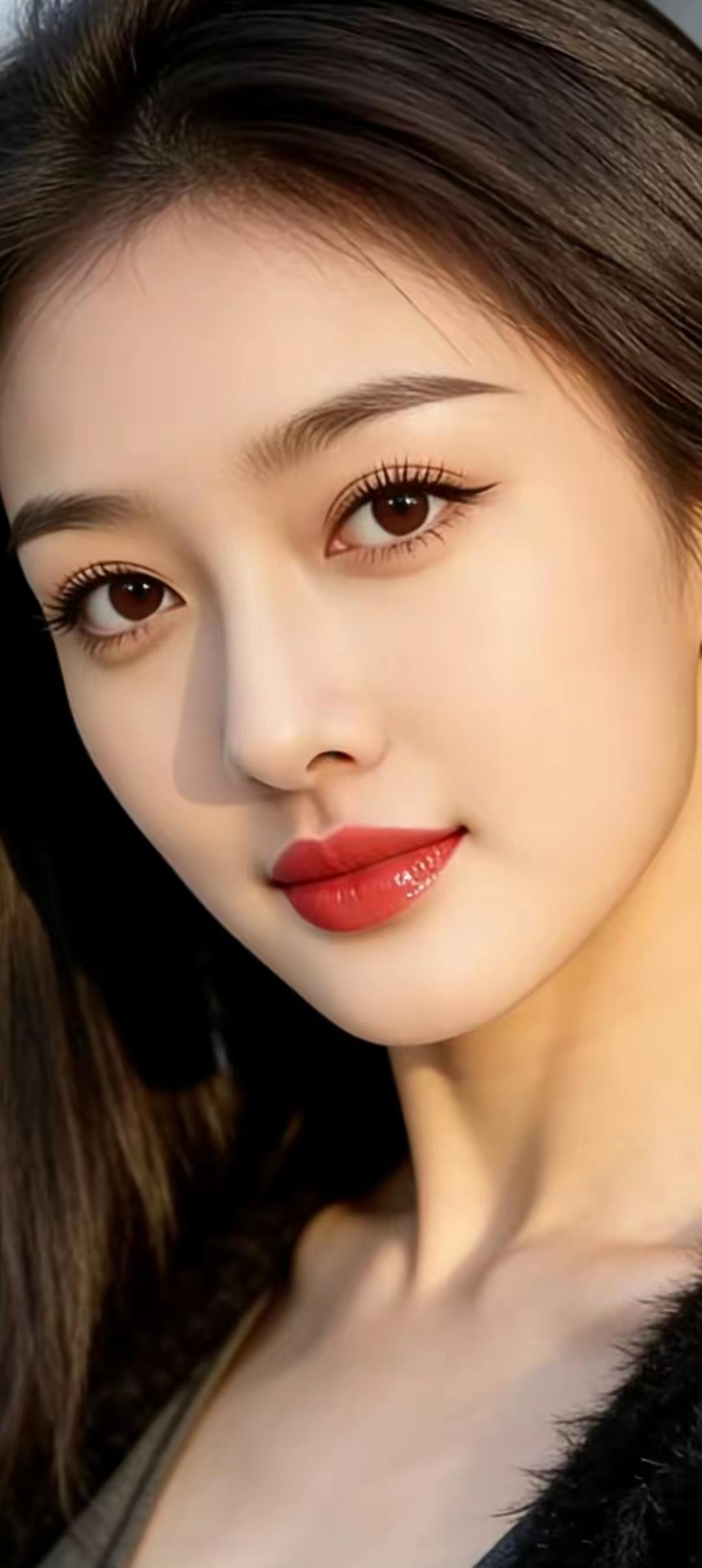 温柔甜美的少女，红唇轻启，散发迷人魅力。