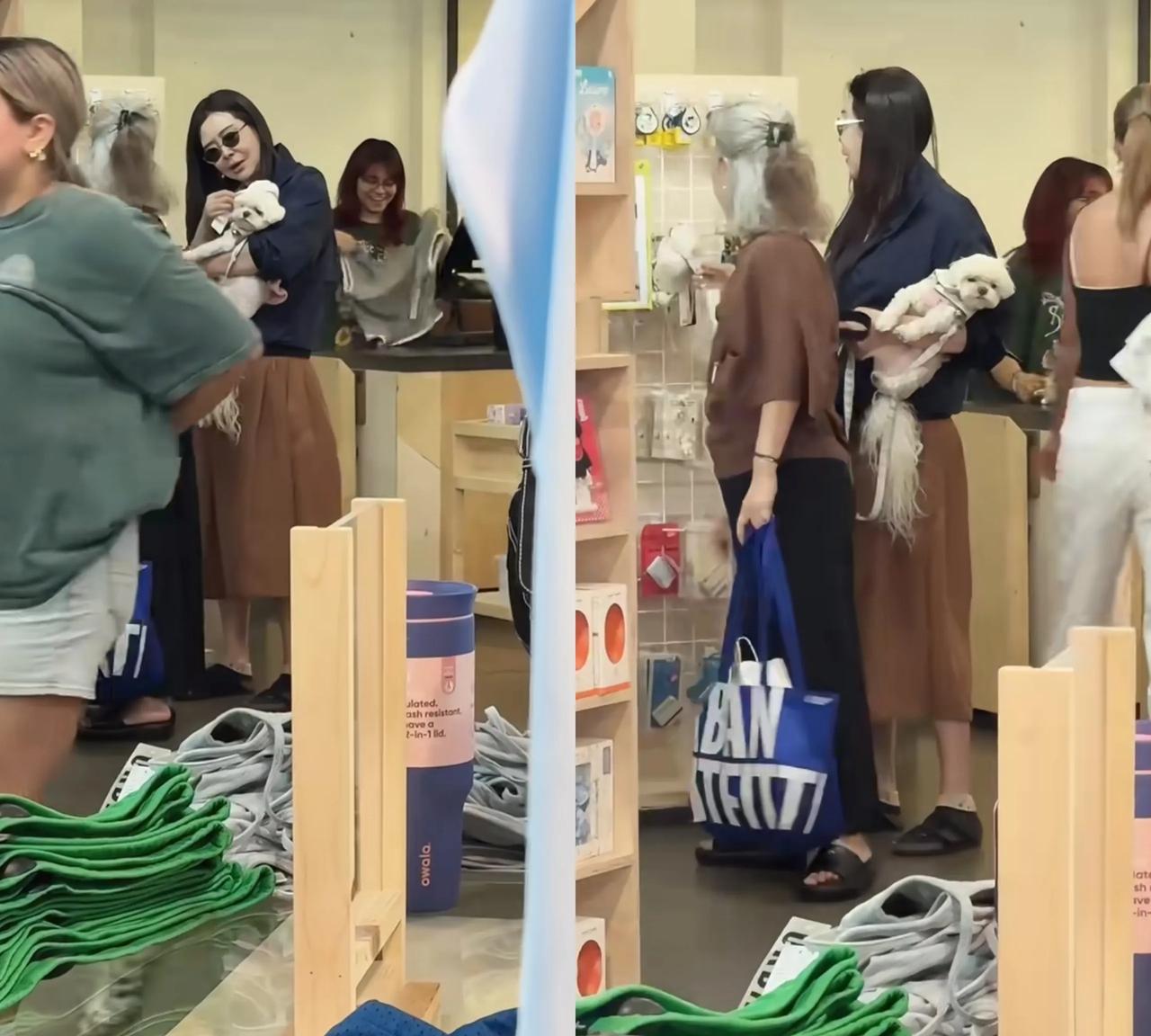 买衣服偶遇王祖贤！网友在加拿大逛街时遇到女神，王祖贤在结账，手里拿了好几件衣服，