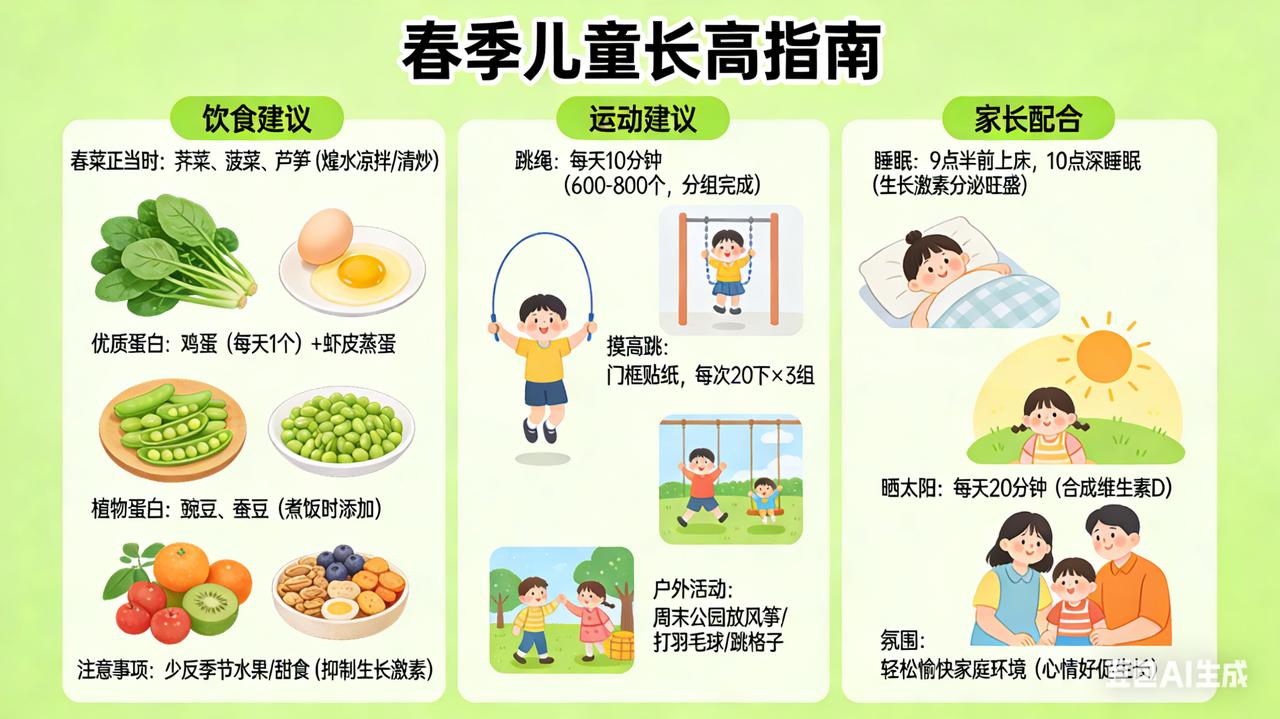 春节做对，身高翻倍春天是万物生长的季节，也是孩子一年中长高最快的“黄金窗口期