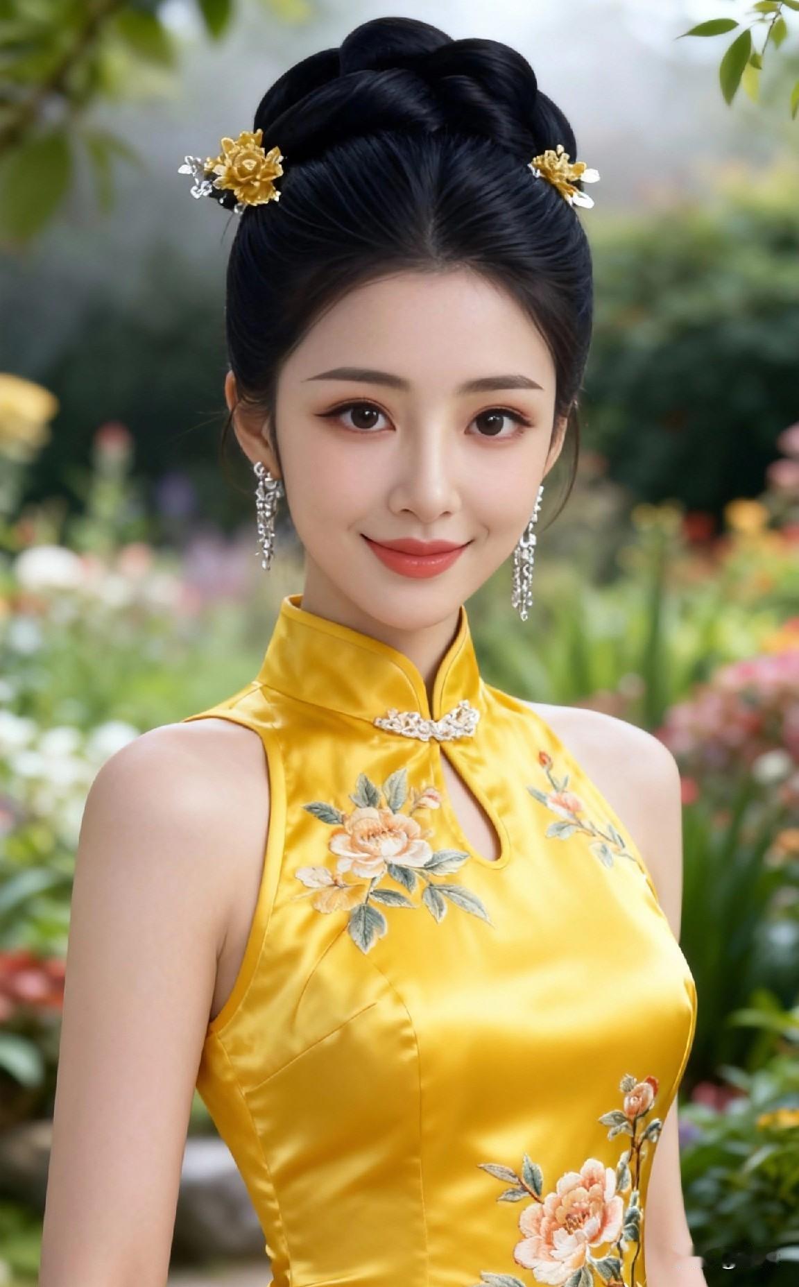 优雅旗袍，花间仙子，古典韵味，尽显东方之美。