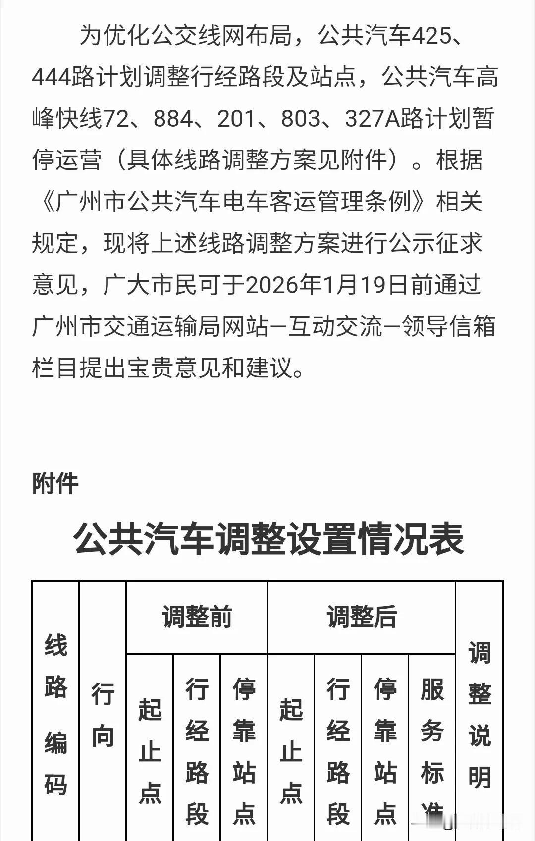 广州拟停运5条公交线路，即日起进入公示期！包括高快72、884、201、803