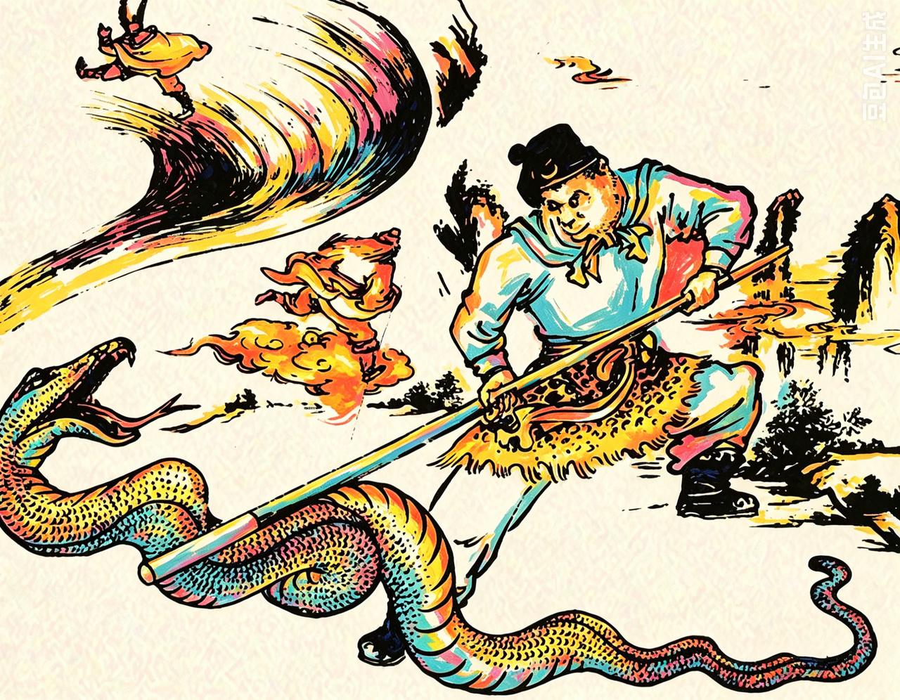 西游记连环画：这个妖怪是谁？会友闲谈时竟遭孙悟空一棒殒命画面中是一位苦修千