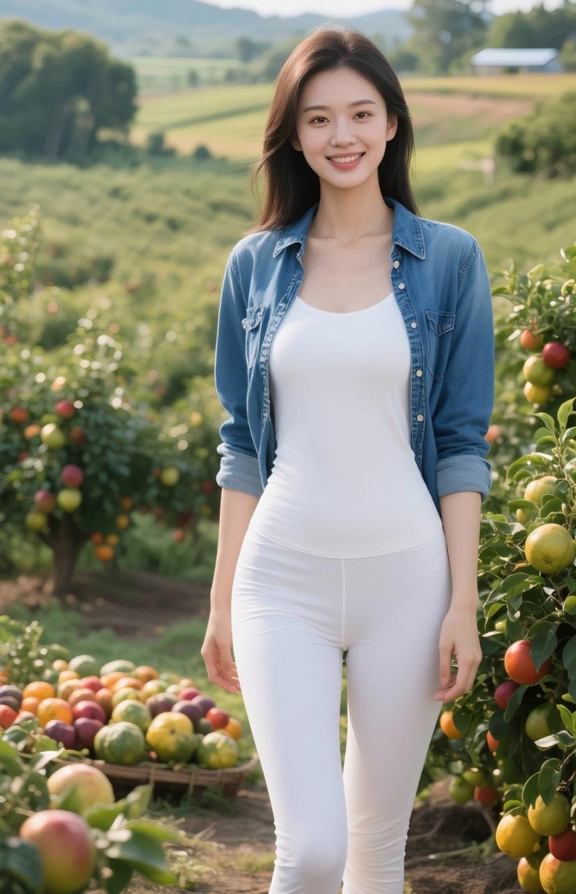 阳光下的田园少女，微笑面对丰收的果园🌞🍎🍇这个的场景，我梦到过好多次…