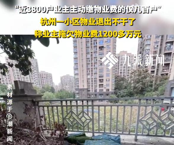 杭州一小区共有3800户业主，结果只有几百户业主主动缴物业费，导致整个小区欠下了