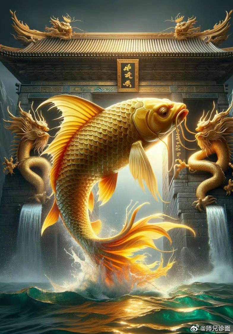 看到鲤鱼跃龙门，说明属于你的好运要来了。点赞。留下：翻身。准备呼啸直上九万里吧。
