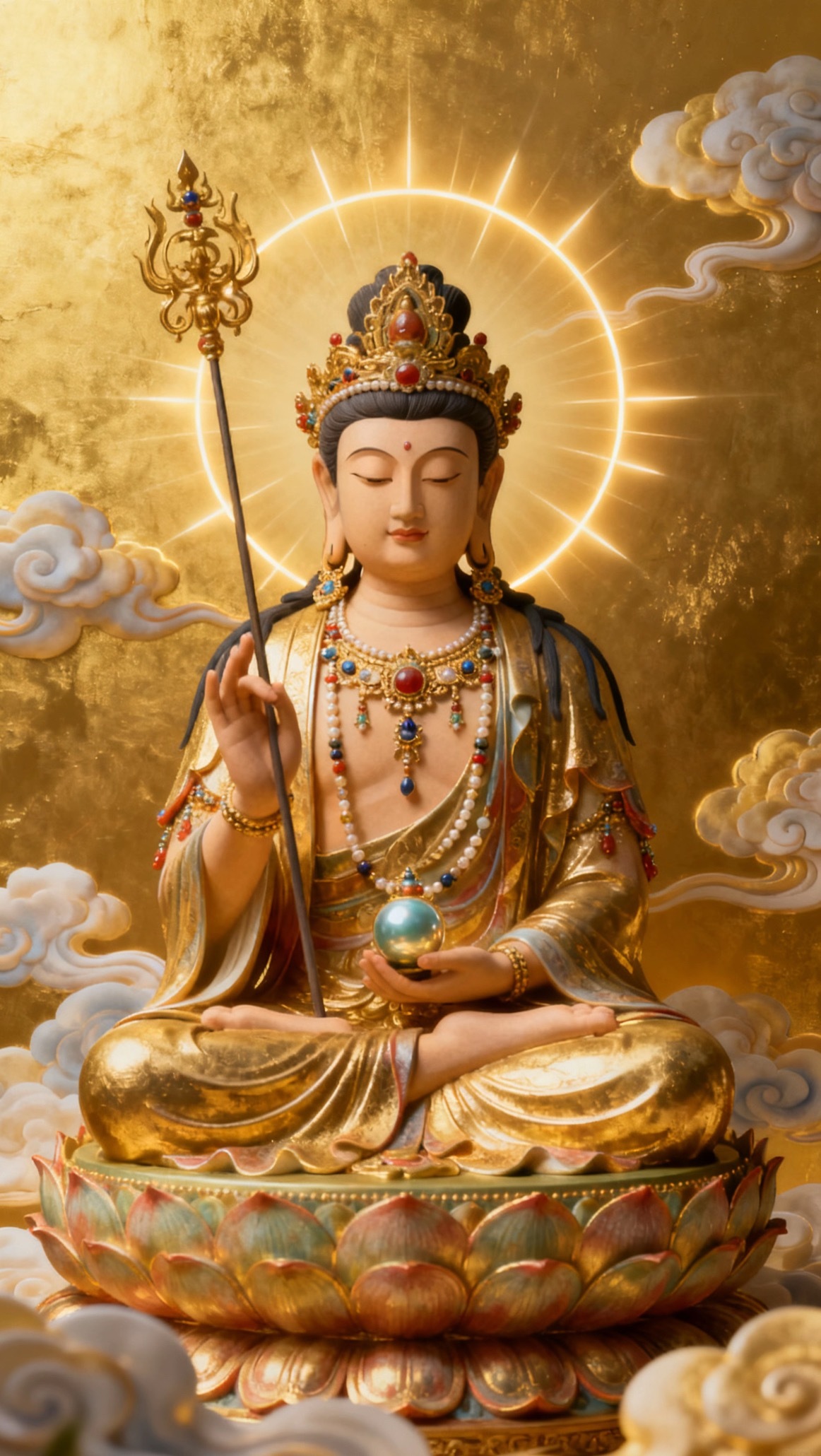 祈地藏王菩萨慈护，度尽烦扰，安守安康：业障消散，家宅安宁，福泽绵延。