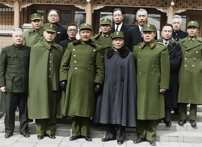 1945年12月28日的北平，二十余位军政要员身着深色呢料大衣或中山装，神情凝重