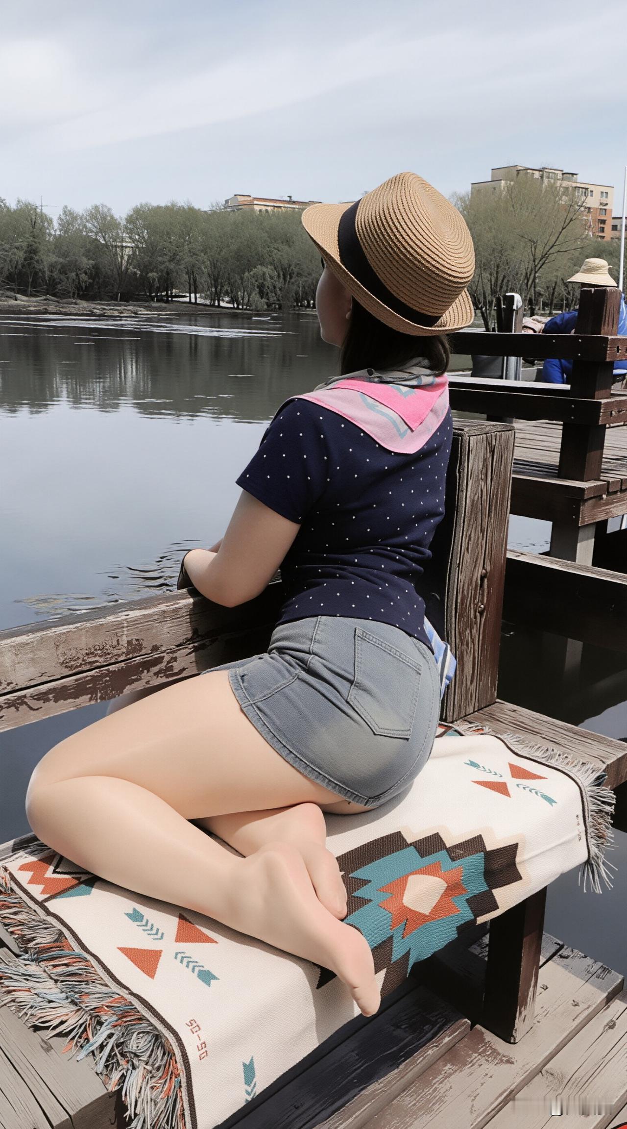 天气不错，陪老公出来钓鱼。