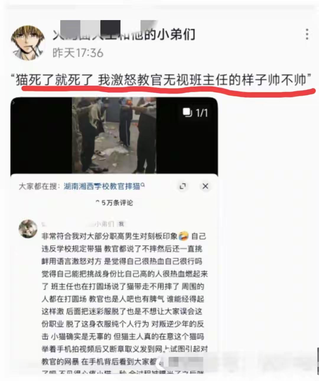 昨天我发了关于摔猫事件的小作文，里面就说了这个学生不仅坏、小聪明，而且还是被惯坏