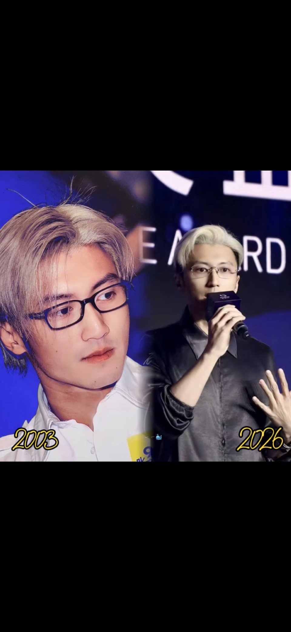 谢霆锋复刻了23年前的自己爷青回！03到26年，谢霆锋同款白金发色配眼镜完美复刻