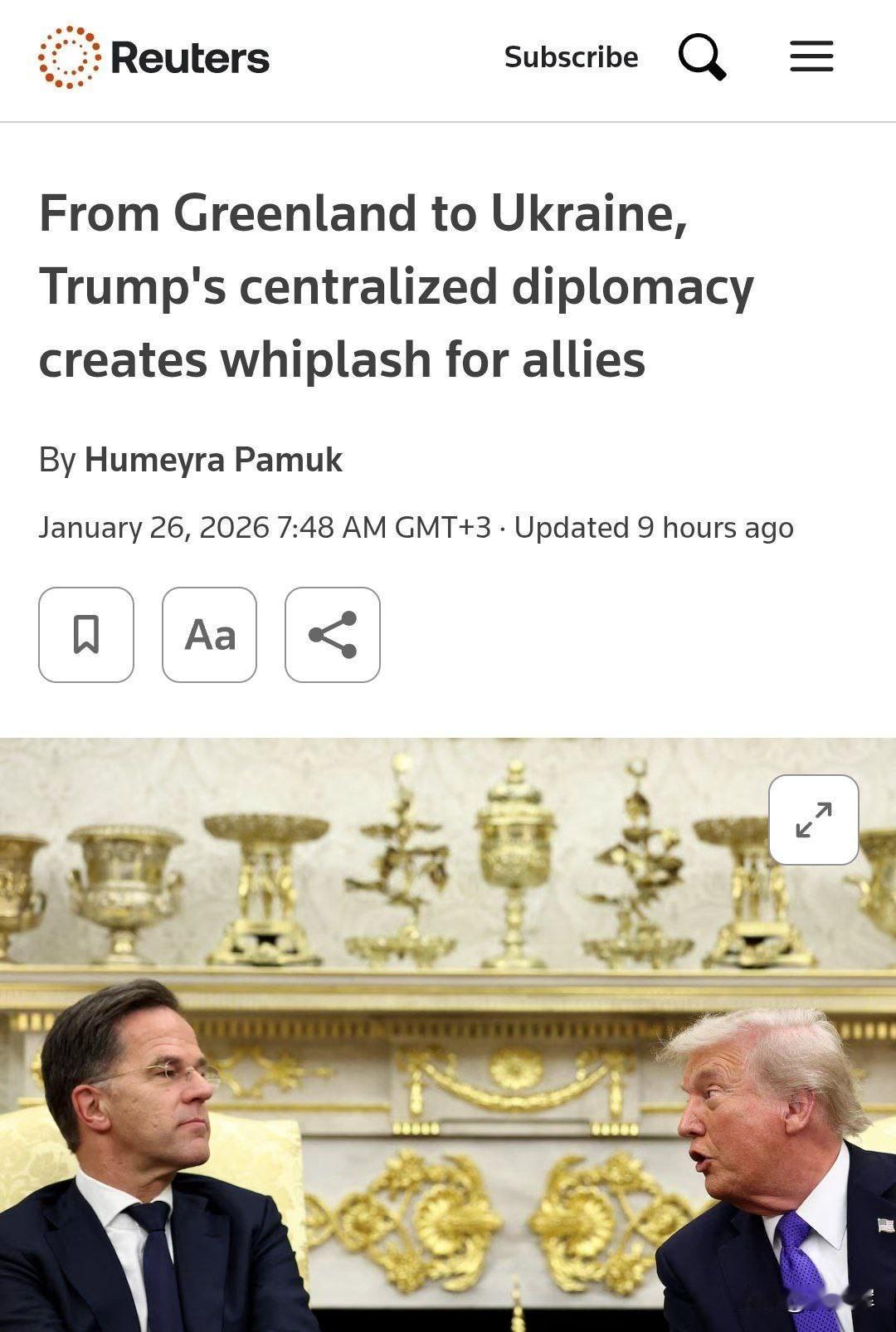 【路透社：特朗普大权独揽，令盟友感到不安】报道指出，美国总统特朗普越来越多地