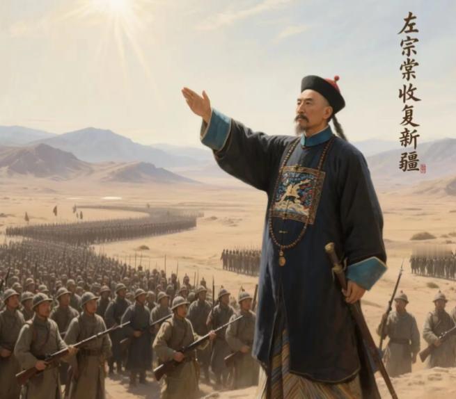 1876年粮草断绝，朝廷不管时。六万大军在戈壁滩上眼瞅着要饿死了。左宗棠直接下了