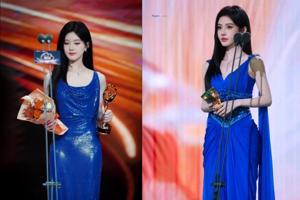 同样都是蓝裙子，赵露思和鞠婧祎谁更好看？​​​