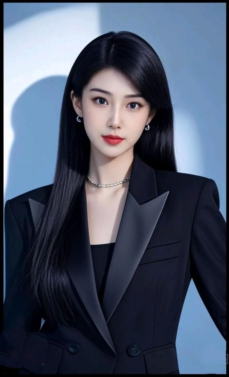 冷艳黑西装，红唇魅惑，气场全开！