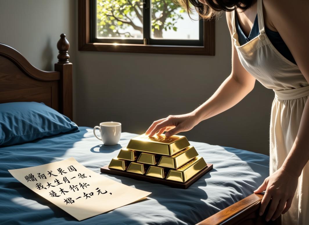 我妈去给一个老头当保姆，每月工资1万，半年后老头被子女接走，我妈打扫卫生时发现床