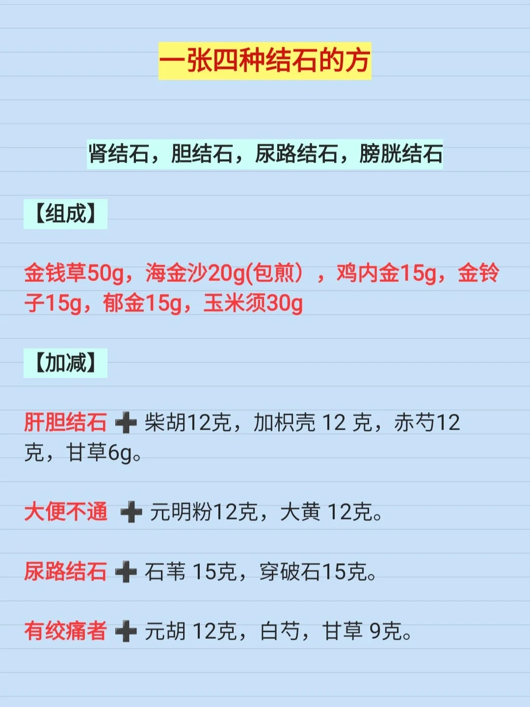 民间中医的四种结石方