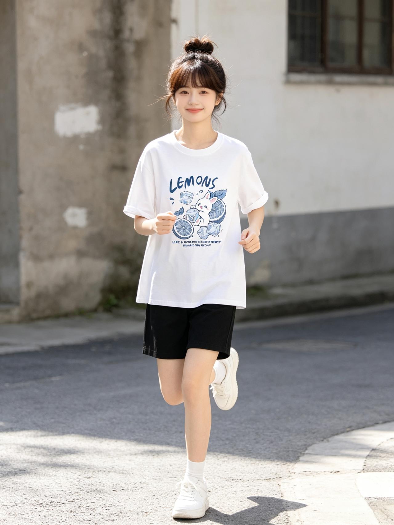 元气满满的一天，从柠檬白T恤开始！🍋💕女生怎么穿搭会看上去很优雅