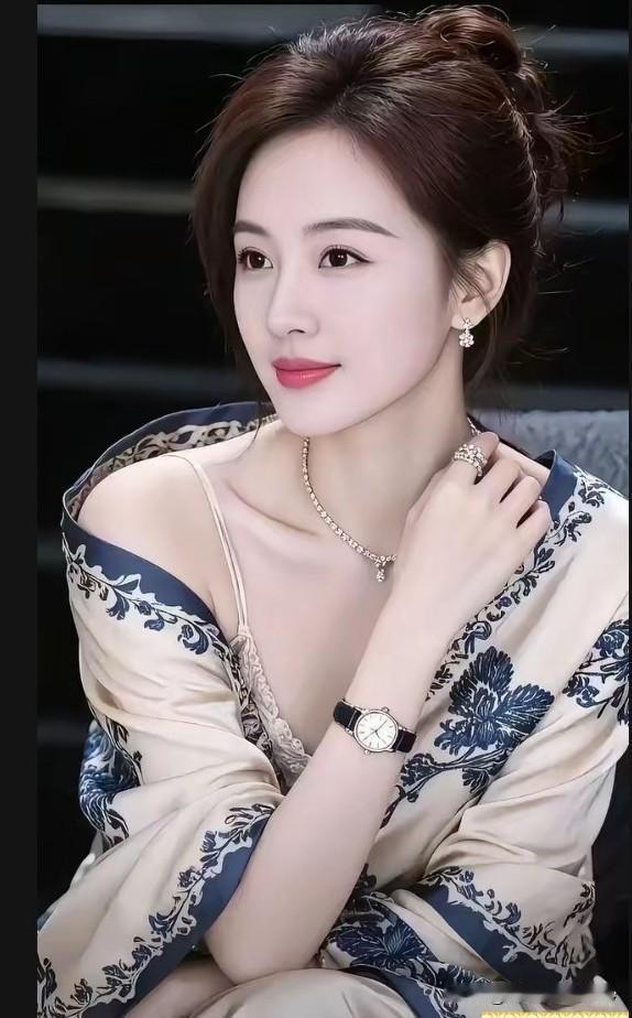 惊艳佳人气质绝佳韵不凡，肌肤胜雪映娇颜。面容清秀惹人爱，肉色青花风衣缠