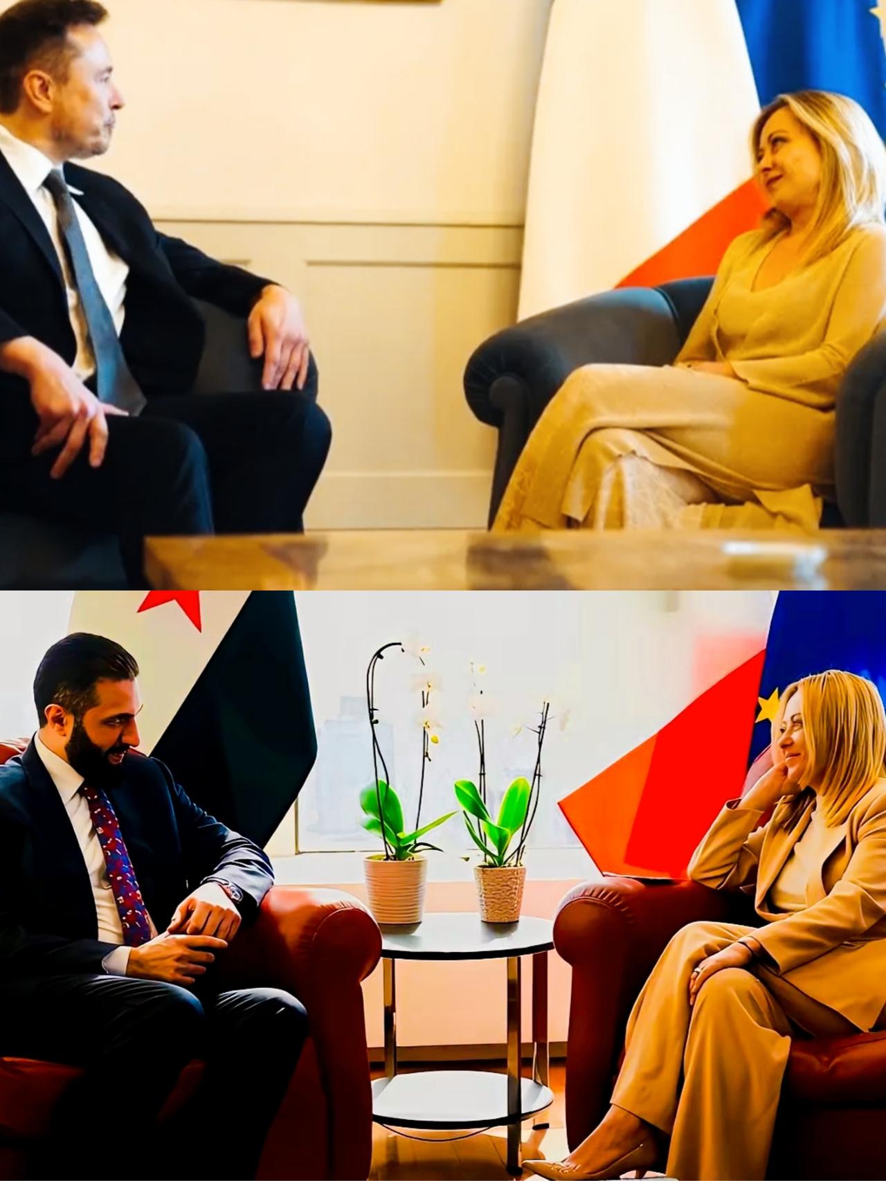 梅洛尼看向马斯克和朱拉尼的眼神明显不一样！梅洛尼看向对方不同的眼神代表了什么意