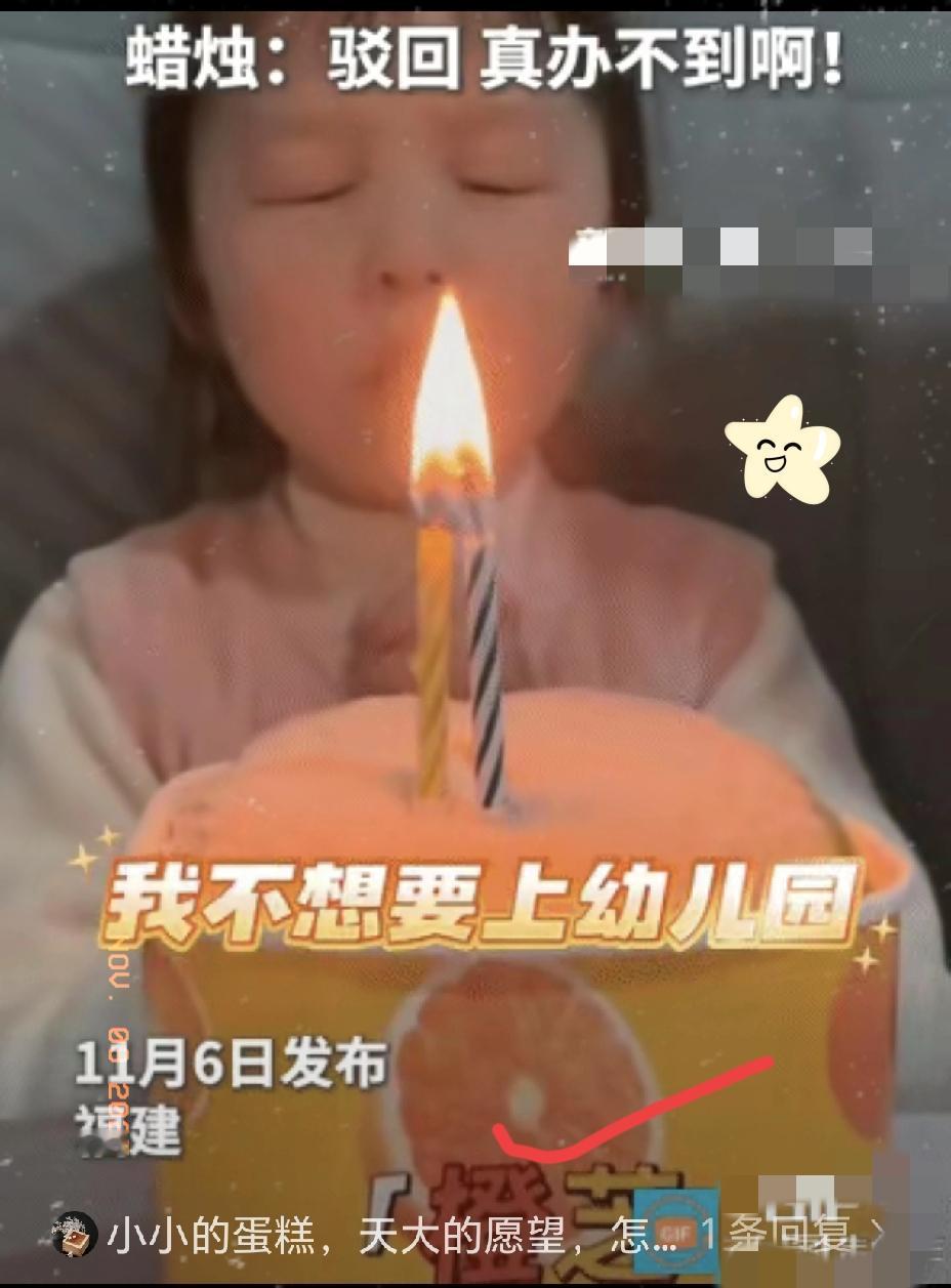 小女孩火上新华社了！女孩过生日许愿：我不想上幼儿园！说完之后就吹蜡烛，可是万万
