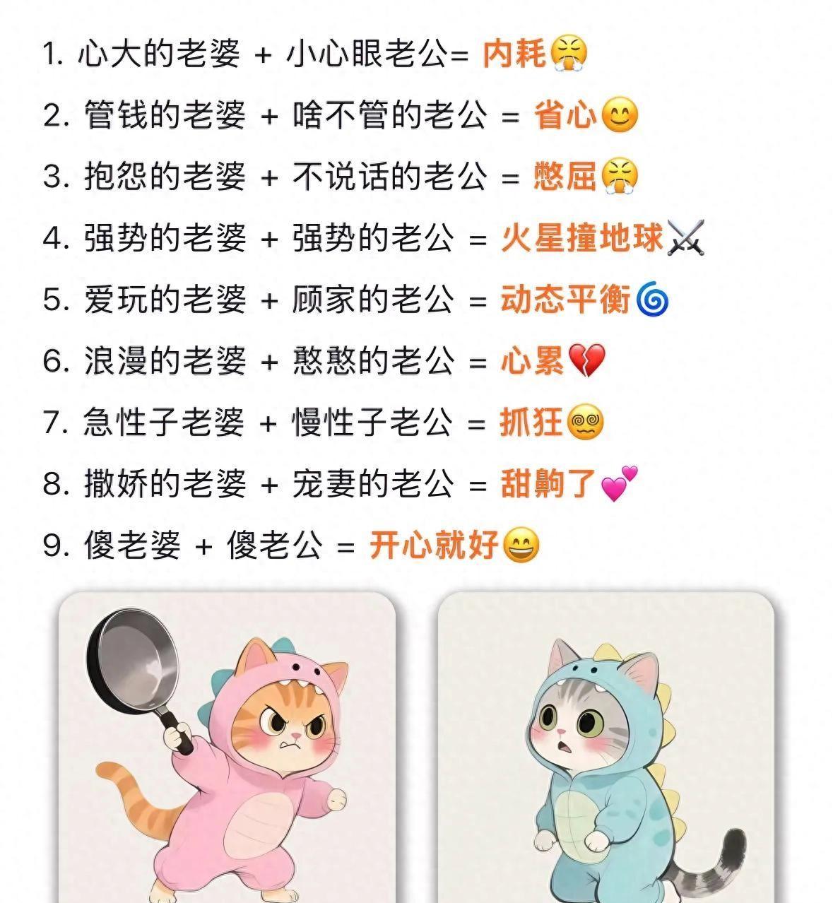 夫妻定律，准到吓人，你们家是什么组合？两口子过日子，真是门学问。都说“夫妻搭配