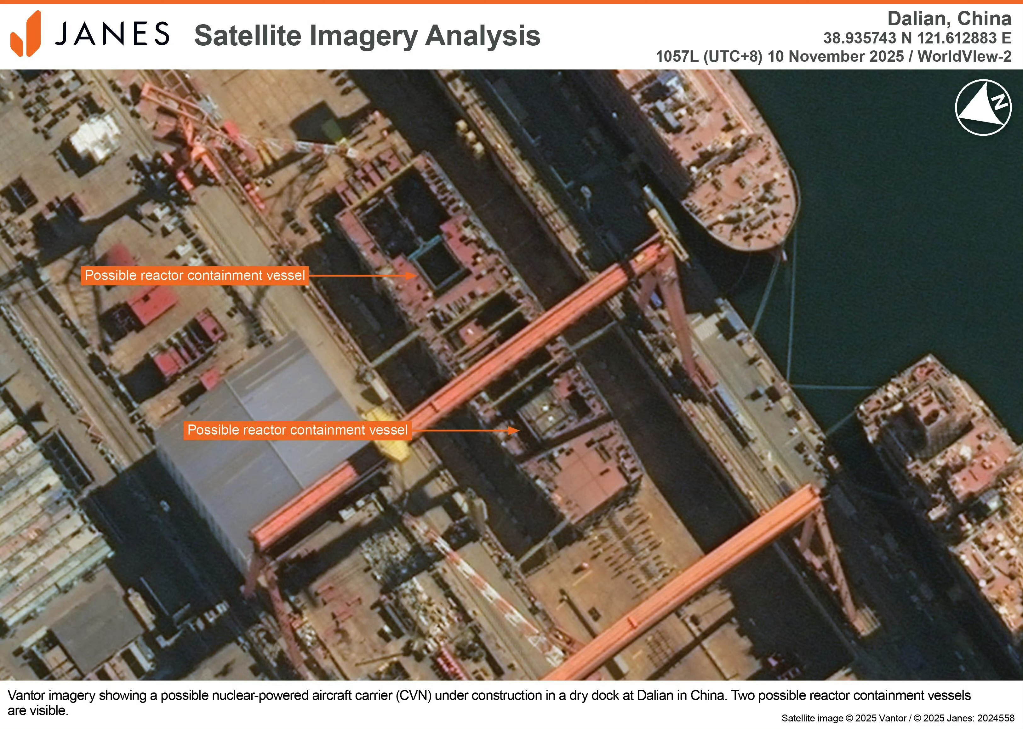 来自简式防务周刊的004高清卫星图是和小八嘎同一家卫星公司，同拍摄时间的卫