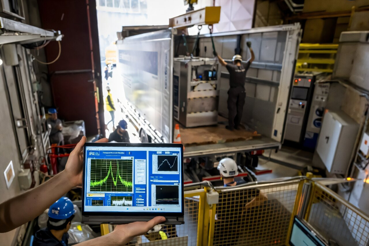 3月24日，一辆卡车从欧洲核子研究中心（CERN）的反物质工厂出发，车身两侧印着