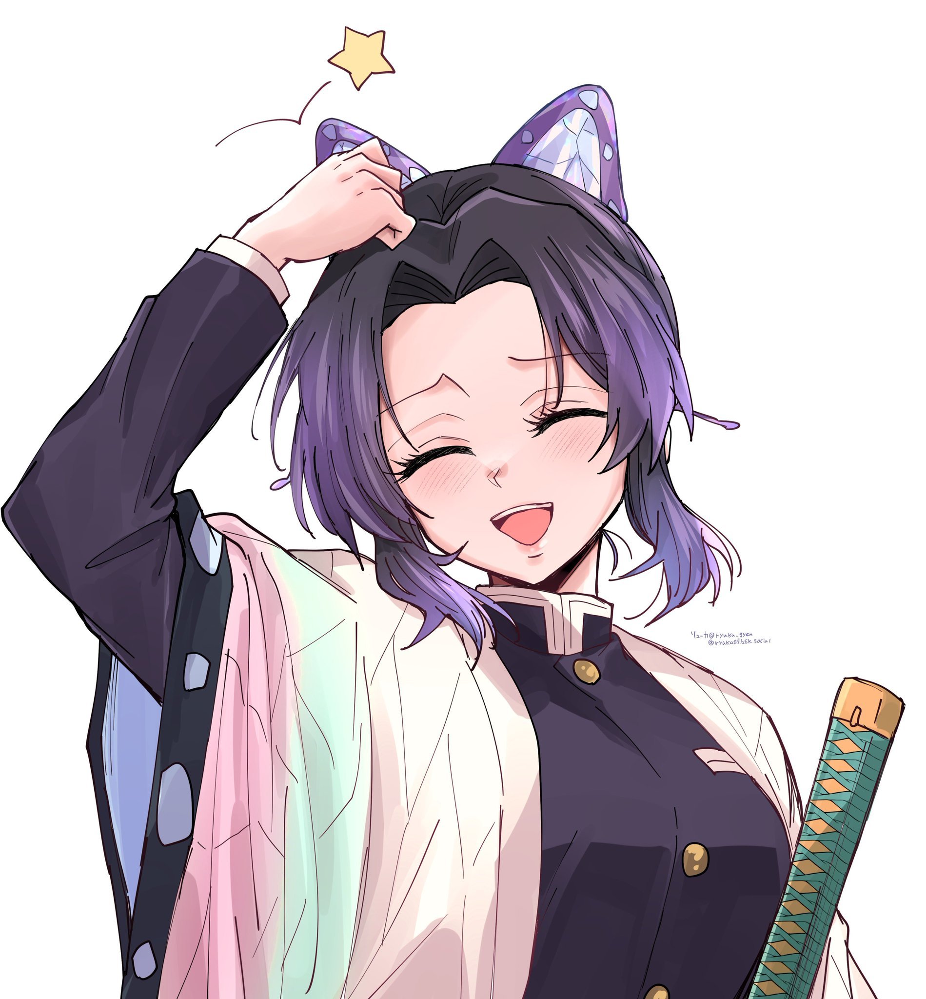 鬼灭之刃动漫仲夏狂欢季笑颜灿烂的蝴蝶忍🦋绘：ryuka_gysn