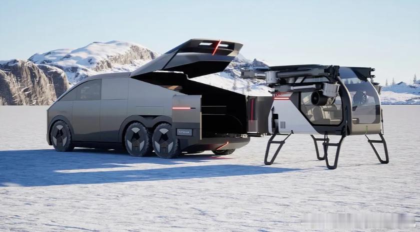 陆地航母的飞行器部分由汇天自己生产制造，而车体部分由小鹏汽车来生产制造。该车型（