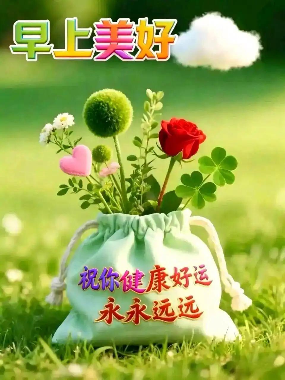 晨光和煦照楼台，心有阳光好运来。平安顺遂无烦扰，岁岁安康笑颜开。晨曦初