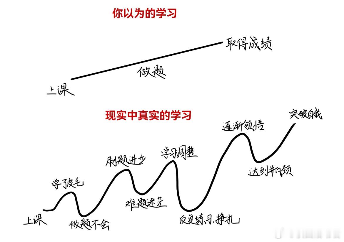 你以为的学习vs真实的学习。