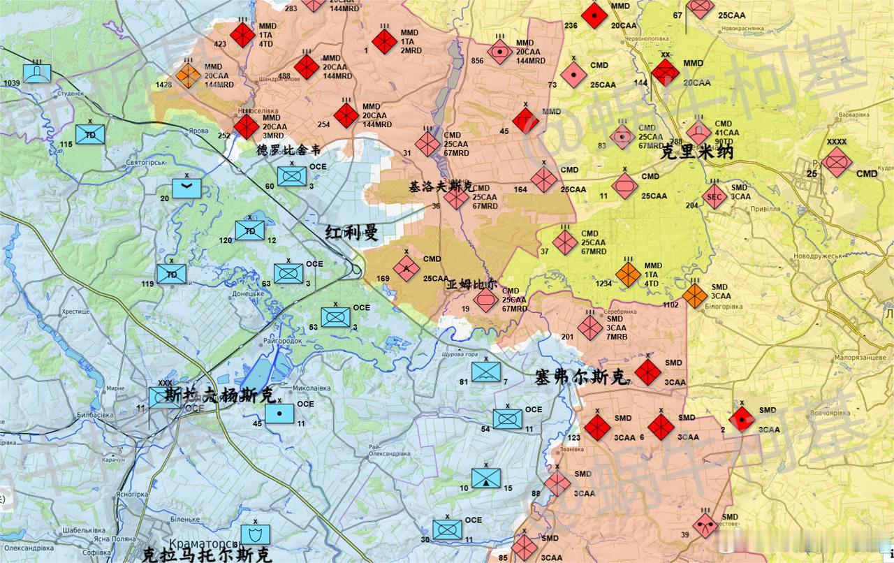 红利曼方向，乌军的第53、60和63三个机械旅以及第119和120两个国土旅在第