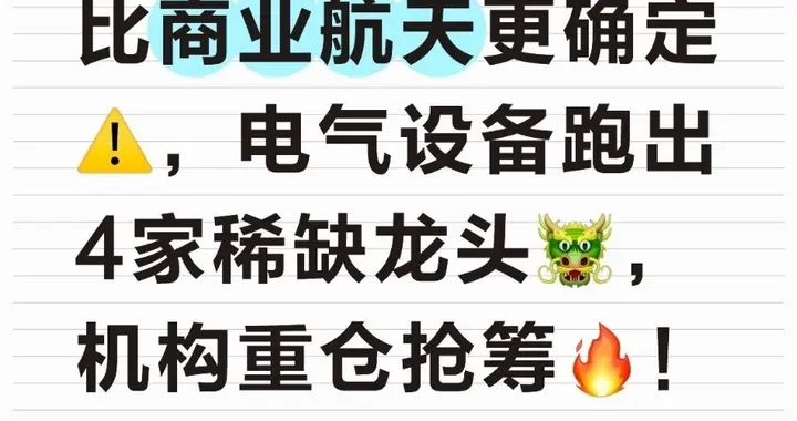 电力超级周期爆发！电气设备4大龙头机构重仓布局