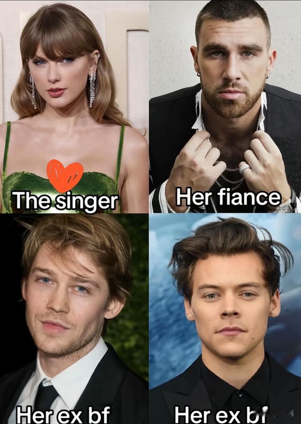 欧美女歌手现任和著名的前任…这么一比霉霉那一溜看的还挺赏心悦目的[笑着哭]…真