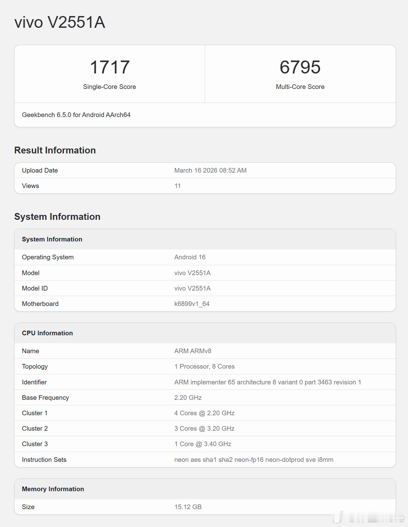 iQOOZ11跑分，天玑8500，这机子本来也是Z10Turbo的迭代。1.