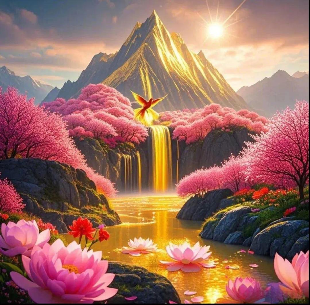 日照金山·八方来财，抬头见喜·好运吉祥传统文化正能量祝福