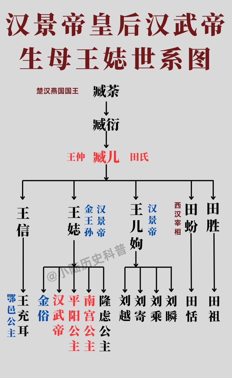 王娡的丈夫，是汉景帝刘启。王娡的儿子，是汉武帝刘彻。王娡的弟弟，是汉宰相田蚡