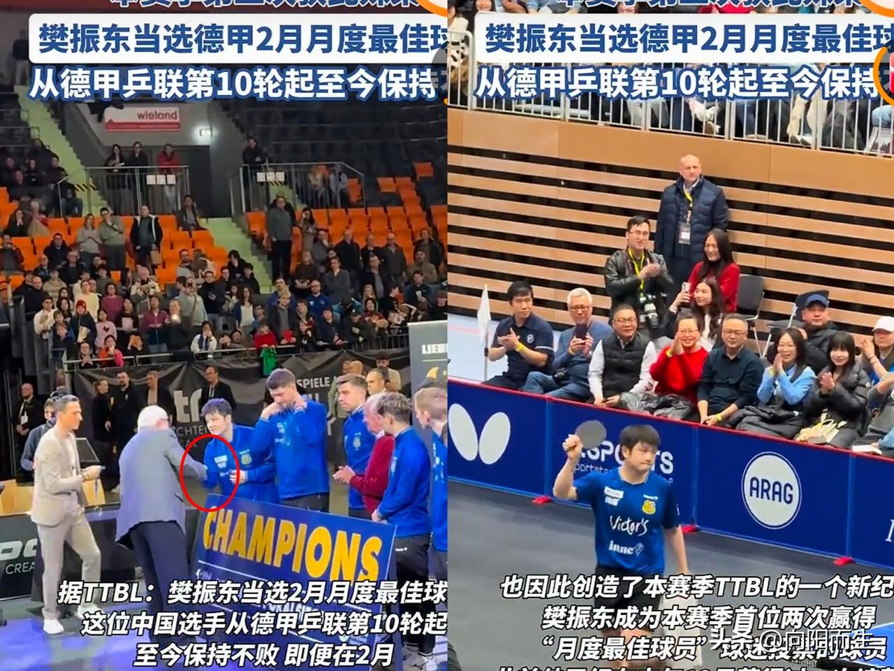 樊振东又在德甲拿最佳了，这实力真没话说！本赛季他已经两次当选月度最佳队员，