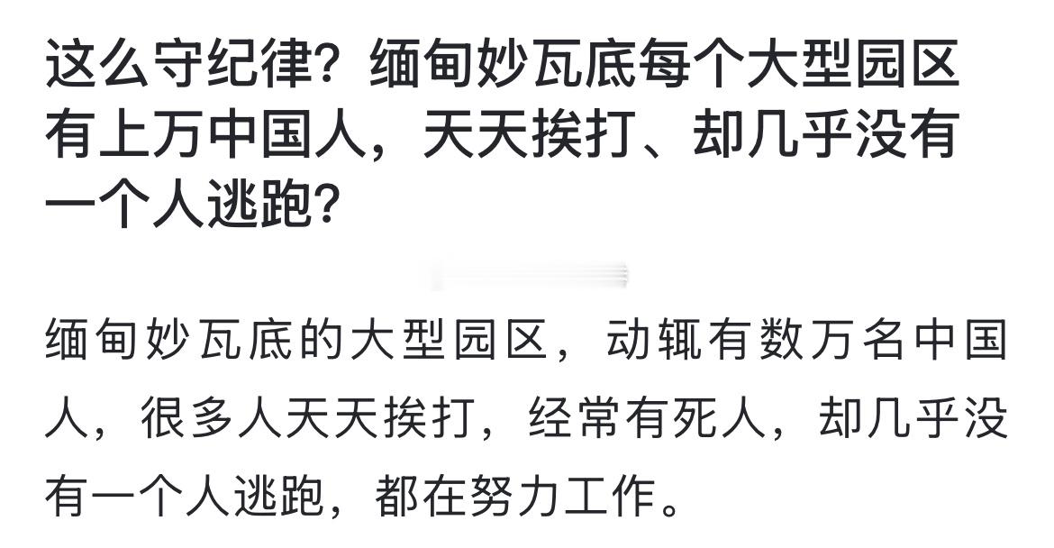 缅甸妙瓦底每个大型园区有上万中国人，天天挨打、却几乎没有一个人逃跑？