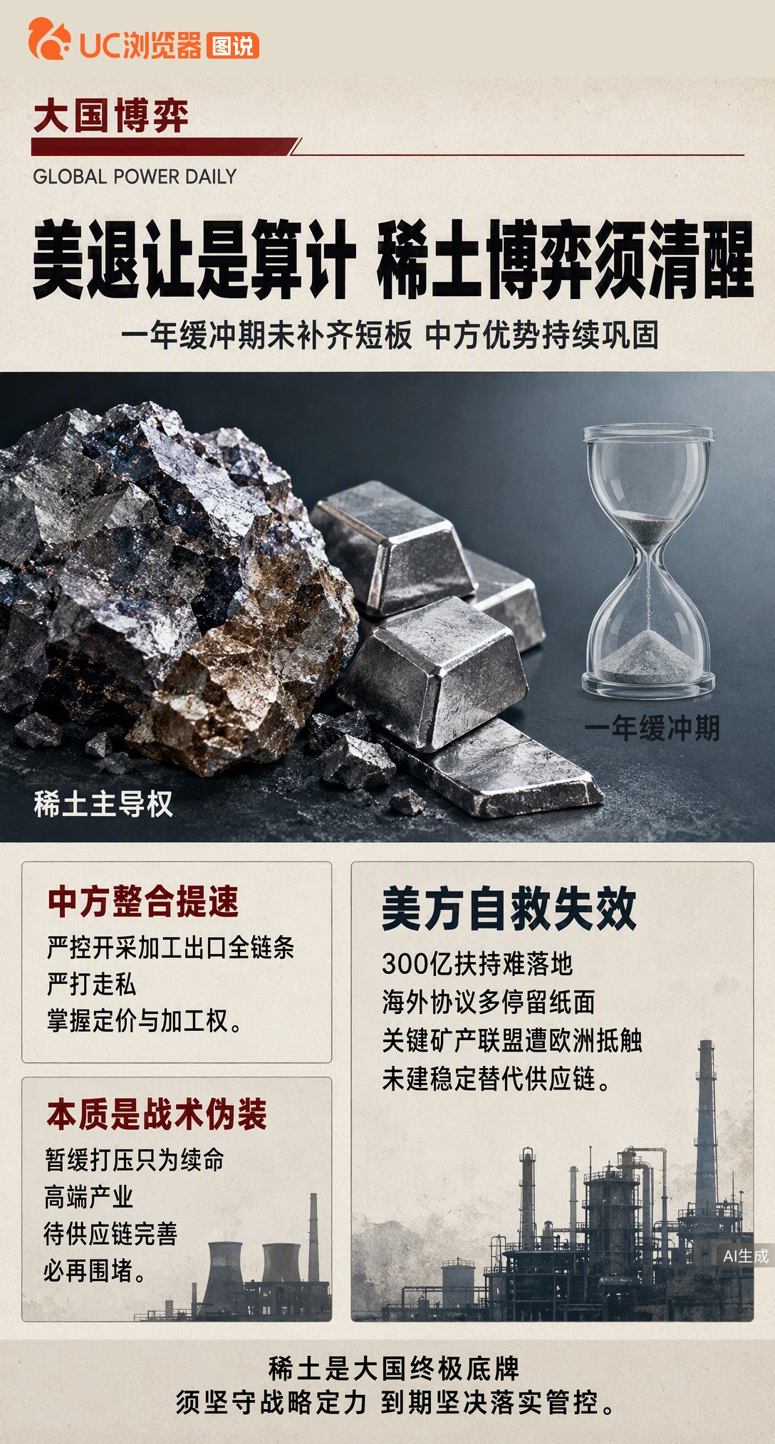 美国撤回关税威胁换一年稀土管制暂停，砸300亿扶本土矿业、拉盟友建替代链。但缓冲期过，协议多停纸面，